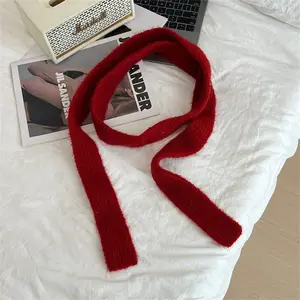 Winter New Solid Color Narrow Long Scarf Korean Version Knitted Scarves Women's Imitation Cashmere Muffler Festival Gift