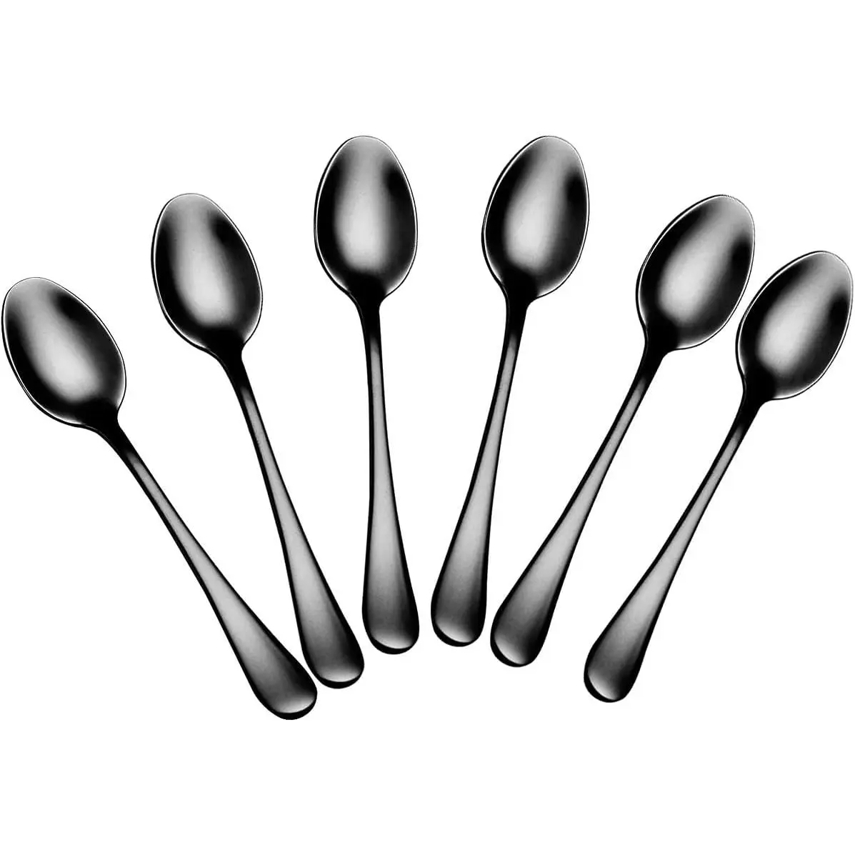 Demitasse Espresso Spoons, Mini Coffee Spoon, 4 Inches Stainless Steel Small Spoons for Dessert, Set of 6(black)