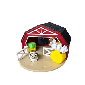 3D Printed Sheep Barn With Sheep & Hay Bales