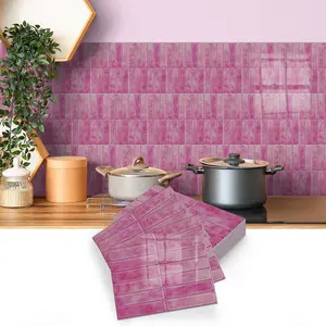 10/20pcs Pink Lilac Color Stick Decals - Self-Adhesive Waterproof Wall Stickers For Kitchen Backsplash, Cabinet Upgrade,Home Decoration
