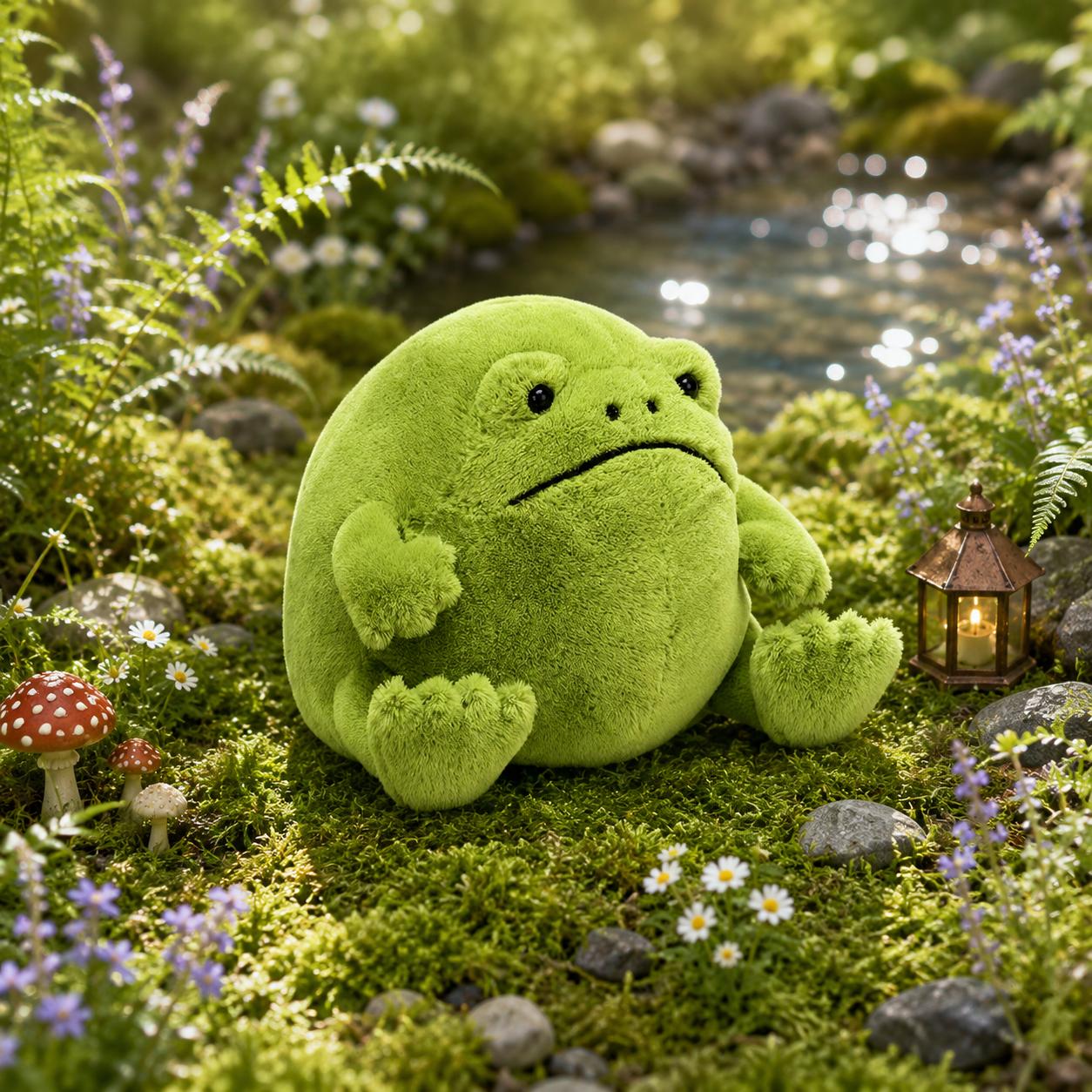 Jellycat Grumpy Frog Plush – Soft Green Stuffed Animal, Cute Funny Frog Toy, Cozy Gift for Kids & Frog Lovers
