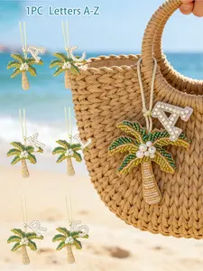 Palm tree pendant, pearl bead bag pendant, personalized keychain, car rearview mirror pendant, best friend gift, customized bag accessory, fashionable bead keychain accessory suitable for handbags, backpacks, keys, and luggage tags, Key Charms