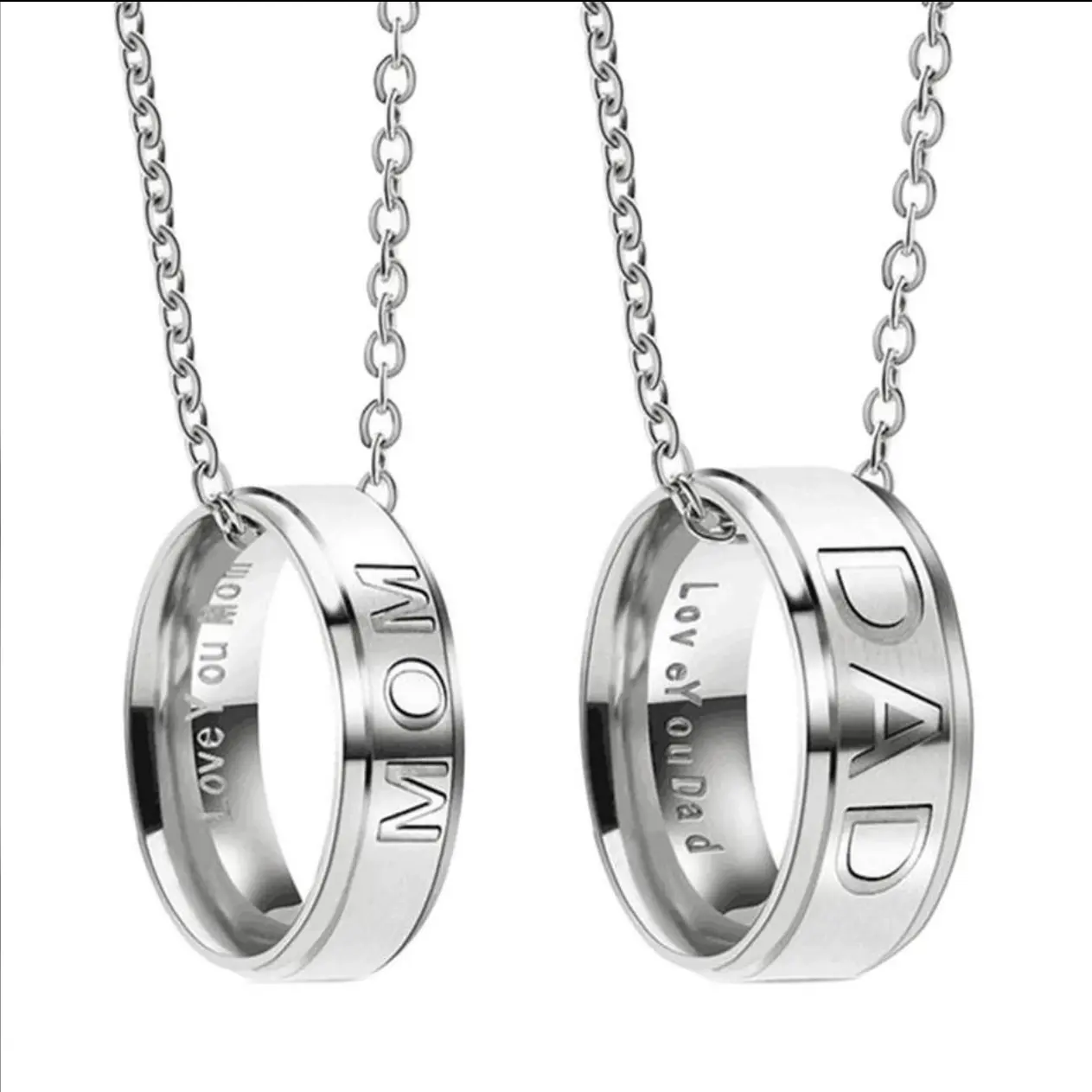 Dad/Mom Titanium Steel Engraved Ring Necklace - FAST SHIPPING!