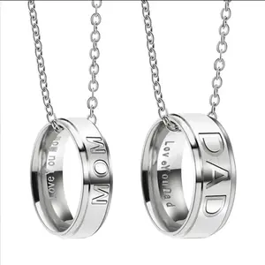 Dad/Mom Titanium Steel Engraved Ring Necklace - FAST SHIPPING!
