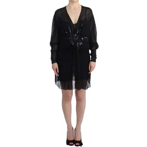 Cavalli Black long sleeve silk dress
