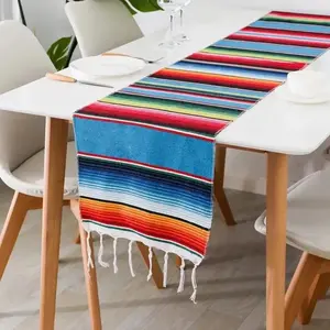 35CMX275CM Mexican Serape Table Runner Cotton Colorful Striped Dining Table Decoration For Cinco de Mayo Fiesta Party Wedding