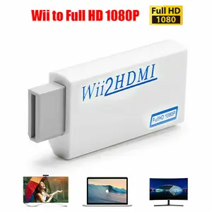 Portable Wii to HDMI Wii2HDMI Full HD Converter Audio Output Adapter TV White