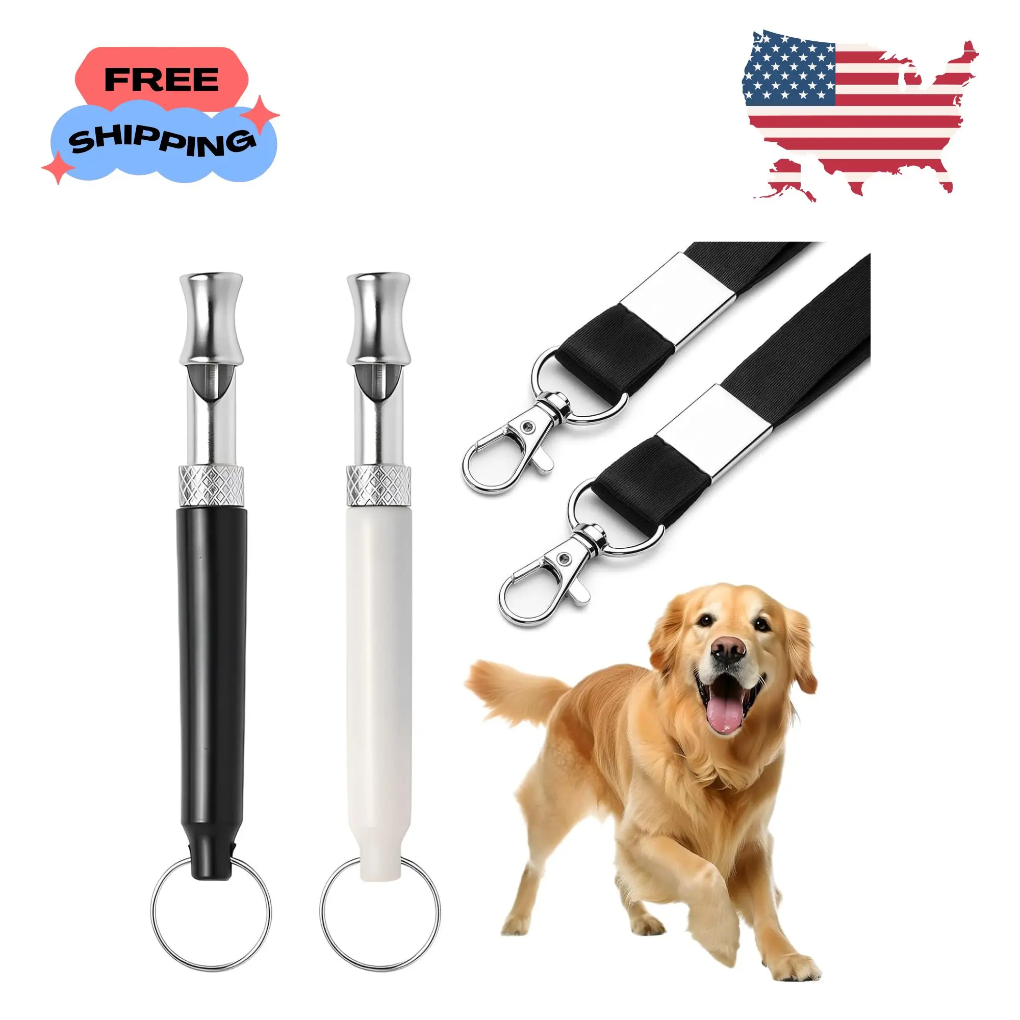 2 Pack Dog Whistle - Dog Whistle to Stop Barking Neighbor's Dog & Long Range Recall