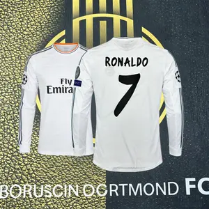 2013 2014 Home White Retro No.7 Ronaldo LongSleeved Soccer Jersey