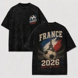 France Football Fan Graphic Tee Vintage Washed Soccer Shirt Paris Inspired Sports Apparel fathersdaygift oversized tshirt men