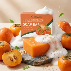 OceAura Persimmon Soap Bar | Neutralizes Body Odors & Gently Removes Dead Skin | Natural Exfoliating Cleansing Body Soap | Gentle for Face & Body | Helps Smooth Rough Skin | Daily Cleanser for Women & Men