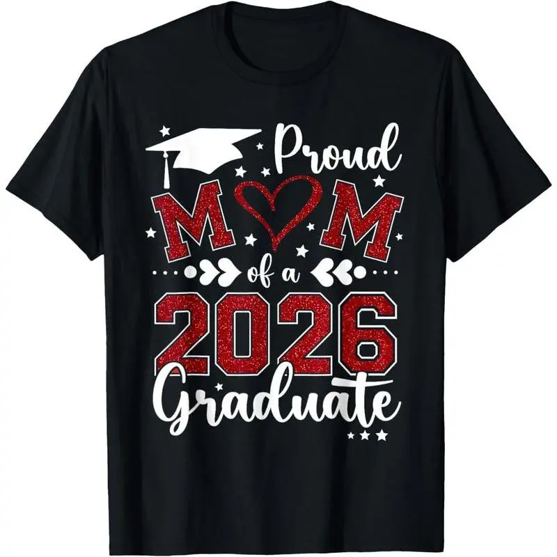 Men's 100% Cotton Vintage Streetwear Tshirt - Casual Everyday Graphic Round Neck Shortsleeve Menswear Top for 2026 Senior Graduate Proud Mom Giftee