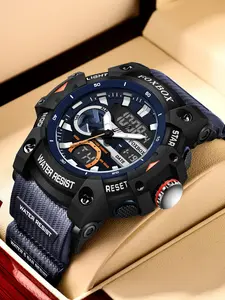 Men's Sporty Analog-digital Watch, Fashion Calendar Watch with Luminous Dial & Waterproof Feature, Trendy Watch As Gift for Men