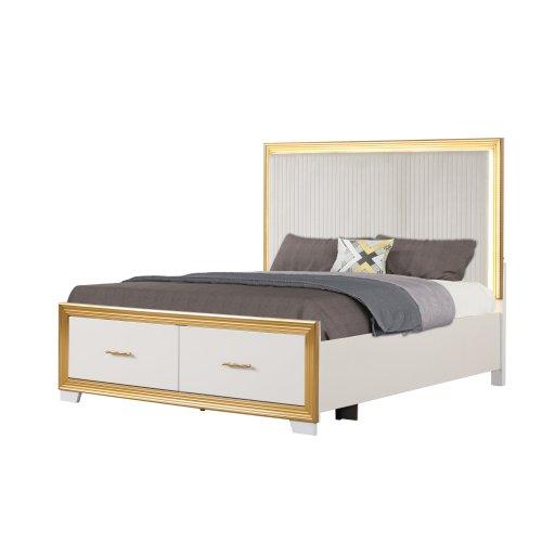 Bellemave OBSESSION Queen Complete Bedroom Set - 4PC Contemporary Wooden Material Bedroom Set with Gold Finish Indoor Furniture, Complete Bedroom Sets, Wooden Material Bedroom Sets