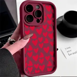 Heart Love Fashion Personality Case for iPhone 17 Pro Max 16 16e 15 14 Plus 13 12 Mini 11 Air X XS Pattern Soft TPU Rubber Camera Protection Rugged Mobile Phone Cover Valentine's Day  Gift 2D printing Smartphone Cellphone
