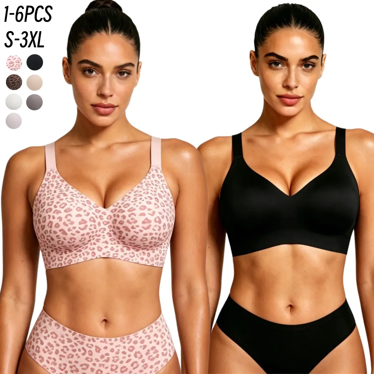 1/2/3/4/5/6PCS Women Comfortable Push Up Bras Wireless Seamless Full Coverage Jelly Bra Buttery Soft Everyday Tshirt Bra Convertible Bra