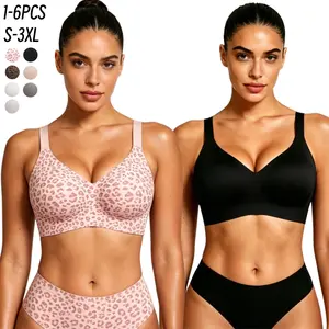 1/2/3/4/5/6PCS Women Comfortable Push Up Bras Wireless Seamless Full Coverage Jelly Bra Buttery Soft Everyday Tshirt Bra Convertible Bra