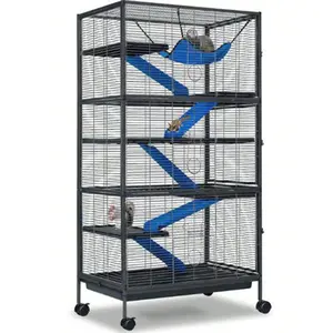 Metal Small Animal Cage 6-Tier Ferret Sugar Glider Cage For Chinchillas/Guinea Pig/Rabbit/Large Hamste Rolling Critter Nation Cage With Flannel Ramps, Removable Tray,6 Doors Easy Clean Metal Mink Cage Suitable For Hamsters,