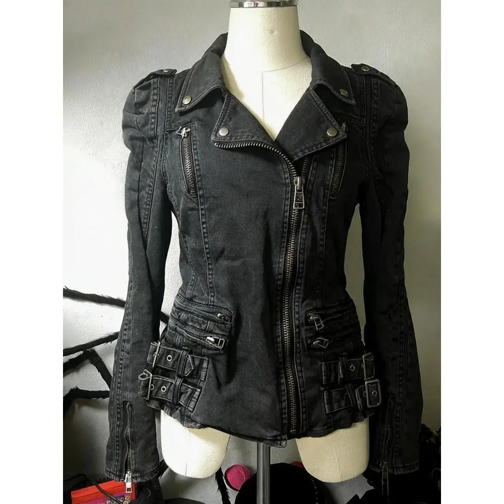 Women's 2026 Spring Retro Faux Fur Denim Jacket - 2000s American Vintage Jean Parka, Harajuku Gothic Punk Street Outerwear, Tops, Long Sleeve