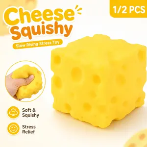 1/2PCS Cheese Squishy Stress Relief Toy, Soft Slow Rising Food Fidget Toy for Kids & Adults, Slow Rise Squishies