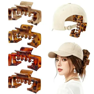 4pcs Baseball Cap Friendly Claw Clips, Women's Truck Driver Hair Clips, Large Strong Matte Turtle Claw Clips, Gift Hair Accessories