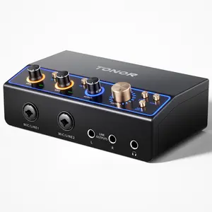 TONOR TX510 2O2 Audio Interface for Recording, USB Audio Mixer for Podcasting, 2 XLR & 6.35mm Channel Sound Board with RGB