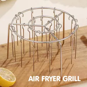 2 Counts Air Fryer Skewer Rack, Vertical Hanging Design with 360 Degree Heating, Seamless Structure for Easy Cleaning, Stainless Steel Construction for Even Cooking