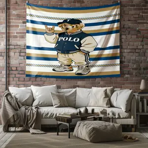Bear Pattern Tapestry, Stylish Room Flag, Unique Wall Art For Living Room And Bedroom, Soft And Durable For Kids And Adults Daily Holiday Birthday Gift Bedroom Decoration