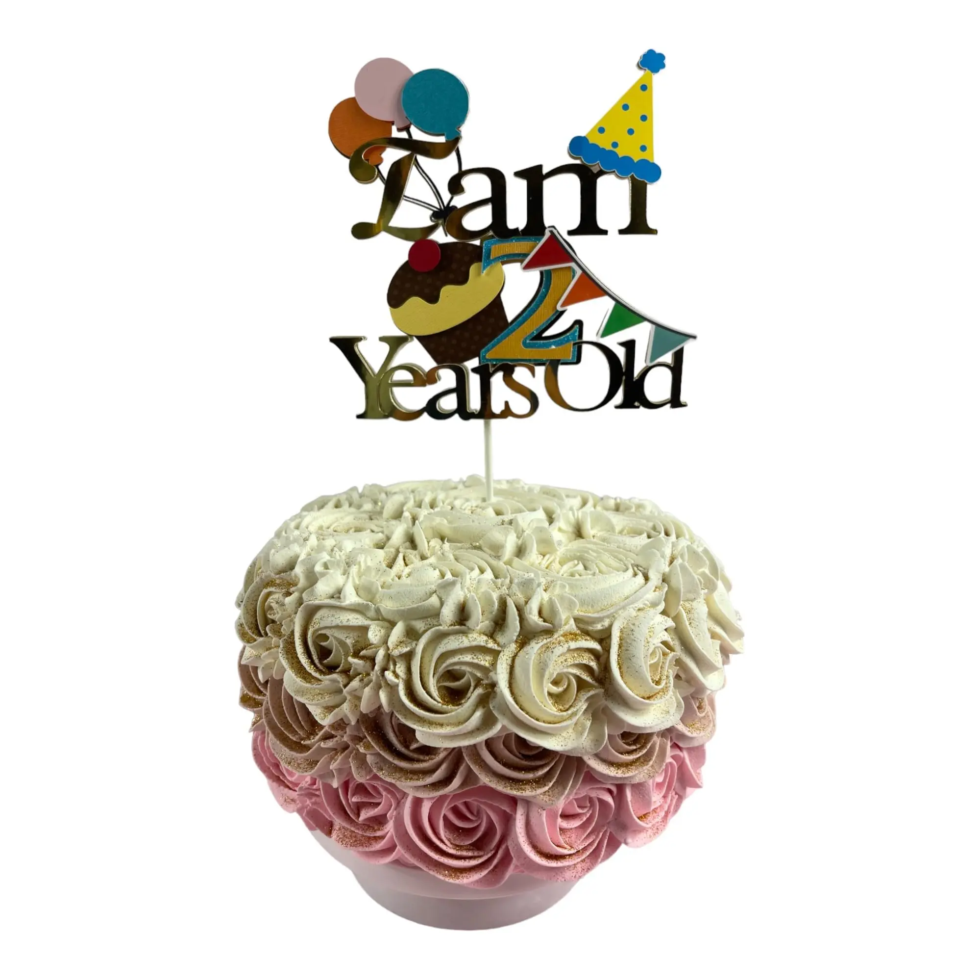 Creativity Shimmers 2nd Birthday Cake Topper Multilayered Multi-Color Design, Handmade, Reusable, Sturdy, Safe