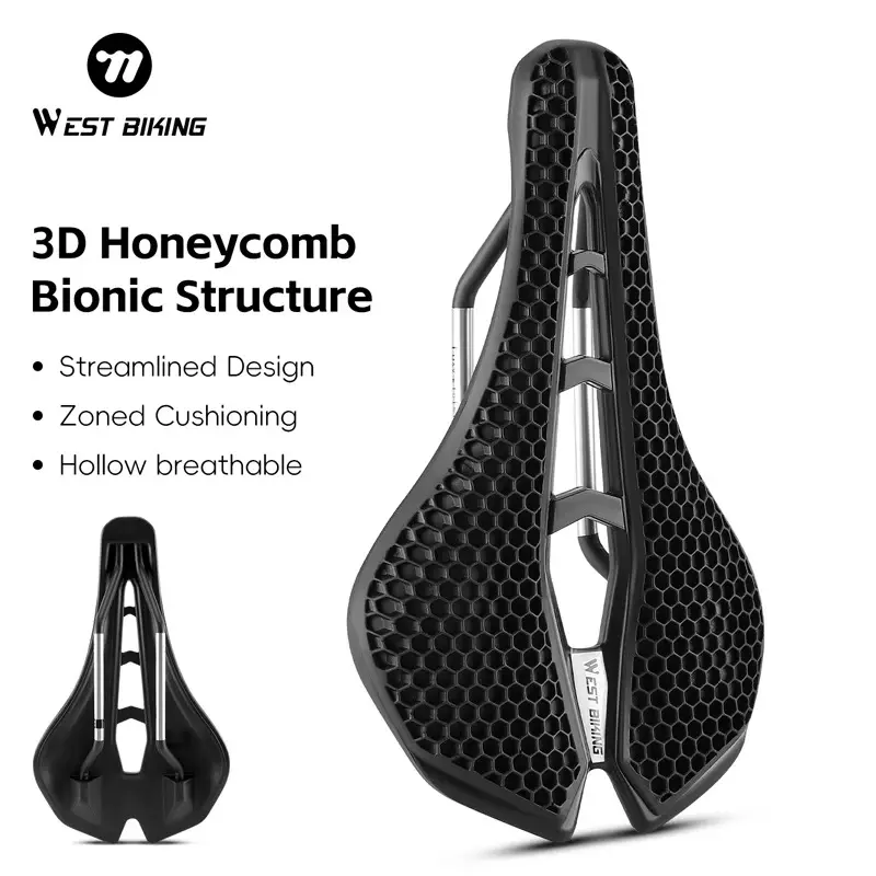 WEST BIKING  Carbon Fiber Saddle. Honeycomb Saddle, Lightweight Road Mountain Bike Saddle,Bicycle Parts, Bike Seat, Cycling Gear