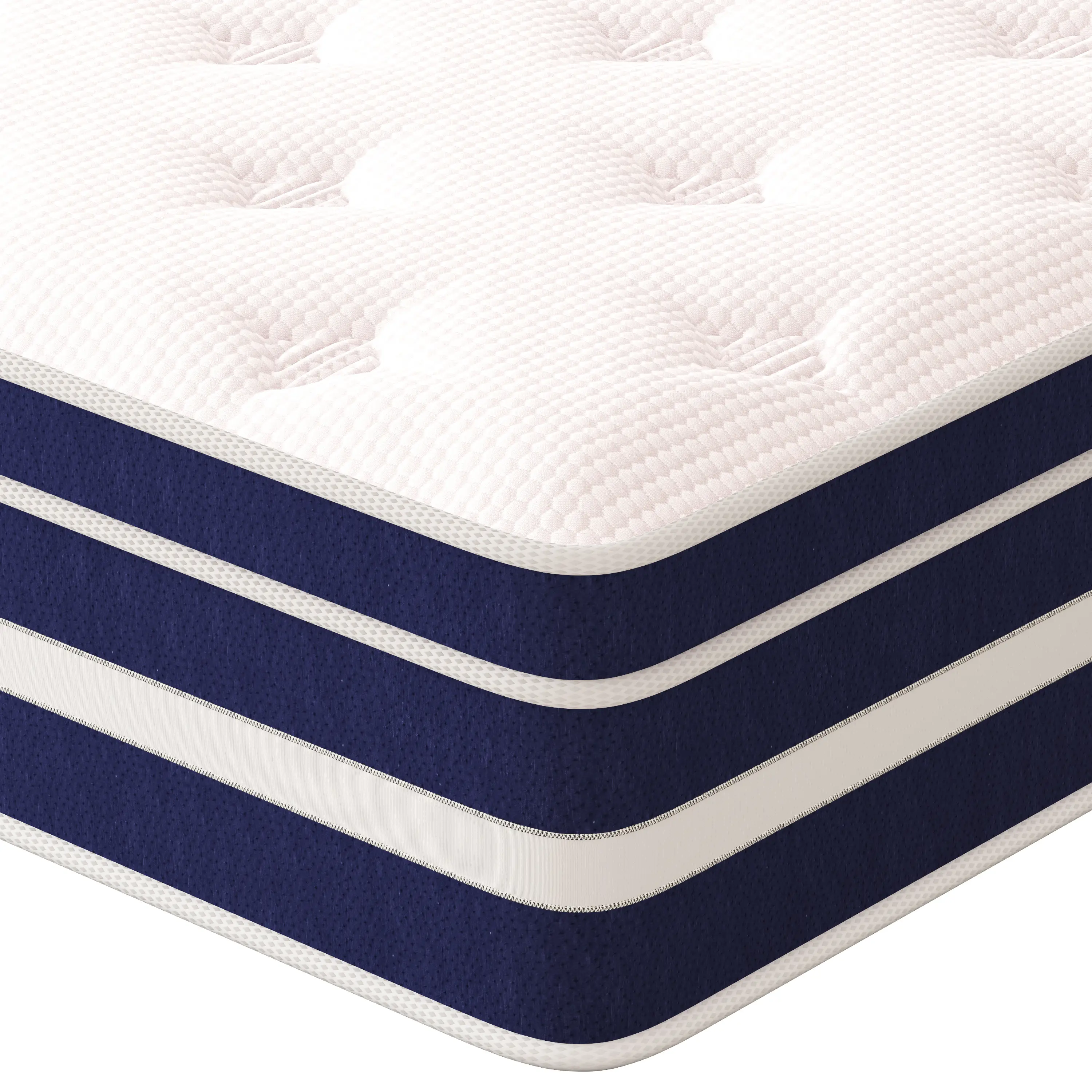 TVDFGTS 12 Inch high quality pocket spring, medium firm support , breathable and washable, ergonomic design, blue and white fiberglass-free hybrid mem