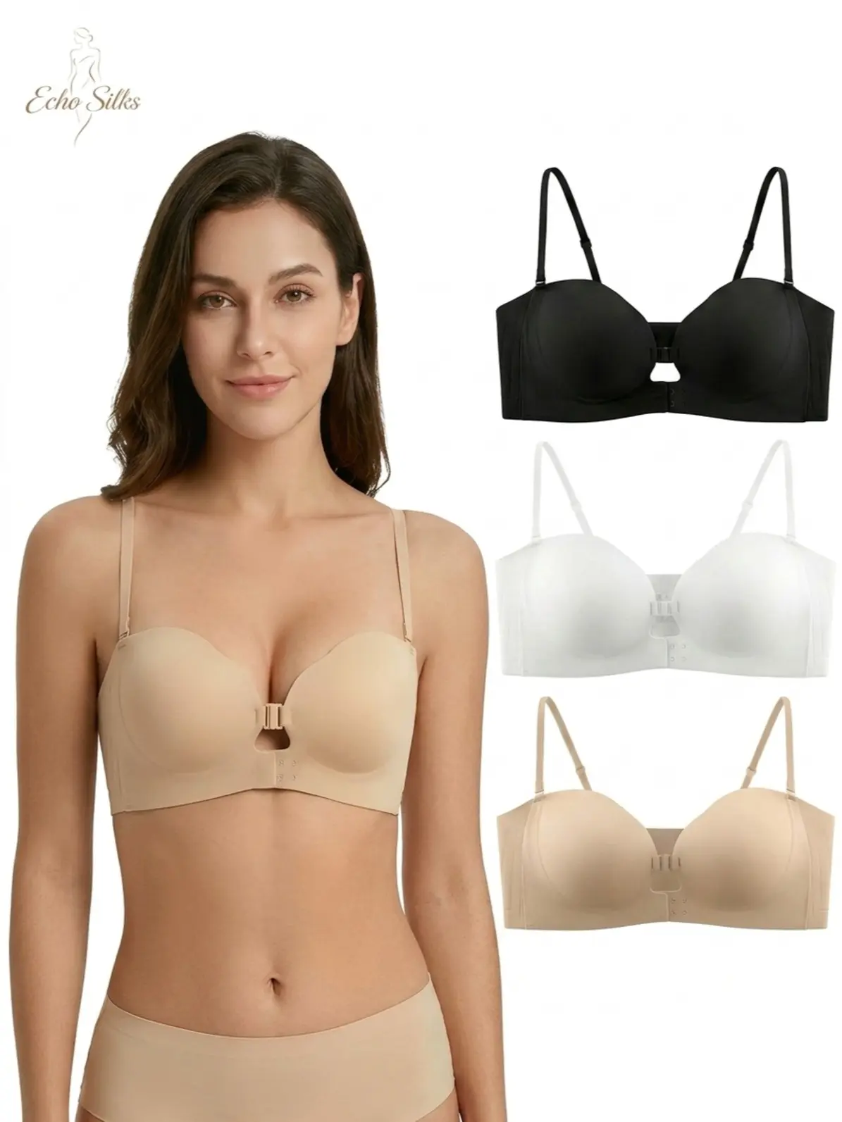 Front Closure    for Small Bust, Lift & Support, Invisible Anti-Sagging Side Breast Shaper Back Beauty Brassiere push  cup   bras jelly  wireless seamless tshirts bath suit Womenswear Casual Wear Backless Breathable
