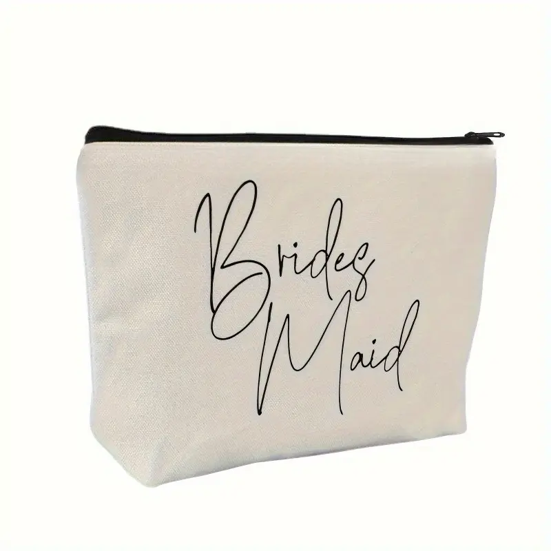 Elegant Bridesmaid Gift Bag, Cosmetic Bag | Makeup & Toiletry Pouch with Zipper Closure, Non-High Quality Fabric for Wedding Party Favors, Bridal Shower & Proposal Essentials