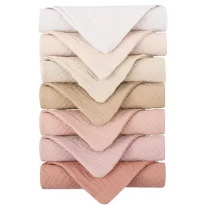 Set of 4 or 5 or 7 or 9 or 10  Baby Muslin Washcloths, Made from 100% Cotton, Ideal for Bathing Newborns. These Soft And Absorbent Cloths Can Also Be Used As Burp Cloths for Both Girls And Boys, Measuring 11X11 Inches