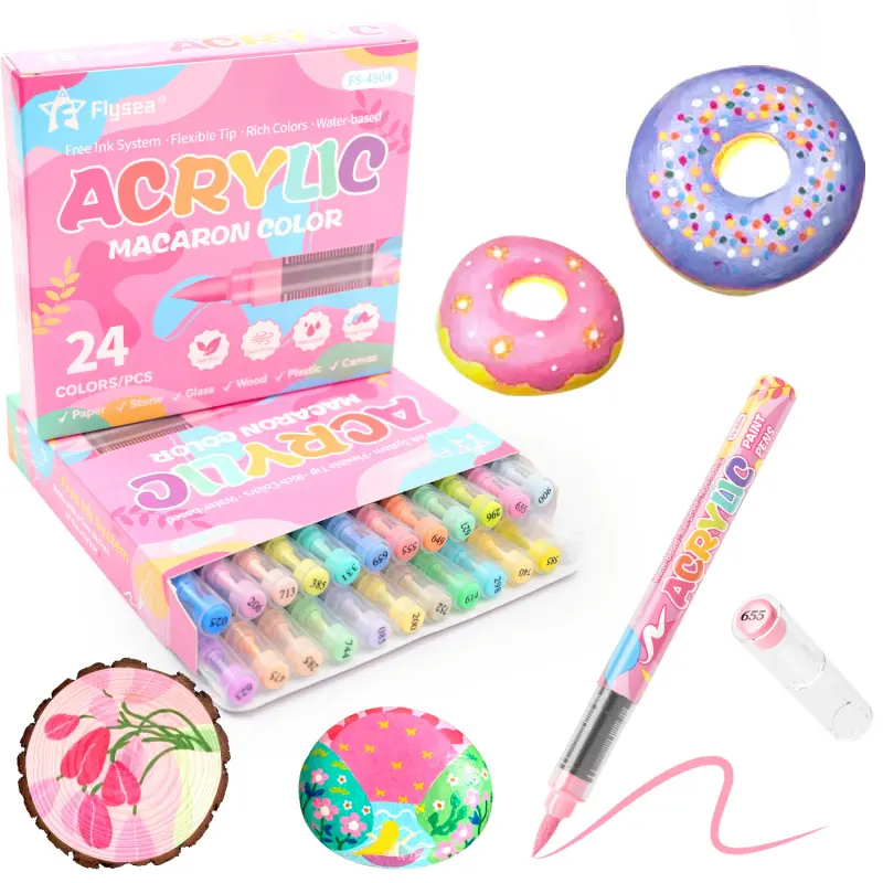 Acrylic Paint Markers,Macaron Series Set,Soft Brush Tip Water Based, Straight liquid Markers for Coloring, Wood, Canvas, Rock Painting, Glass, Diy Crafts, Fabric Paint, Acrylic Marker Pen, Art Marker, Acrylic Paint Pens
