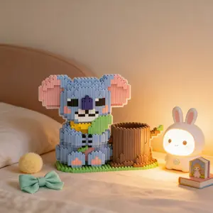 Blue Koala Pen Holder 3D Puzzle Building Blocks Decor, Home Office Bookshelf Decoration, Party Tabletop Display, Ideal Gift
