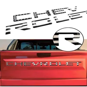 Tailgate Insert Letters for 2019-2026 Silverado Model Emblem Decal Truck Rear Accessories Black US Flag