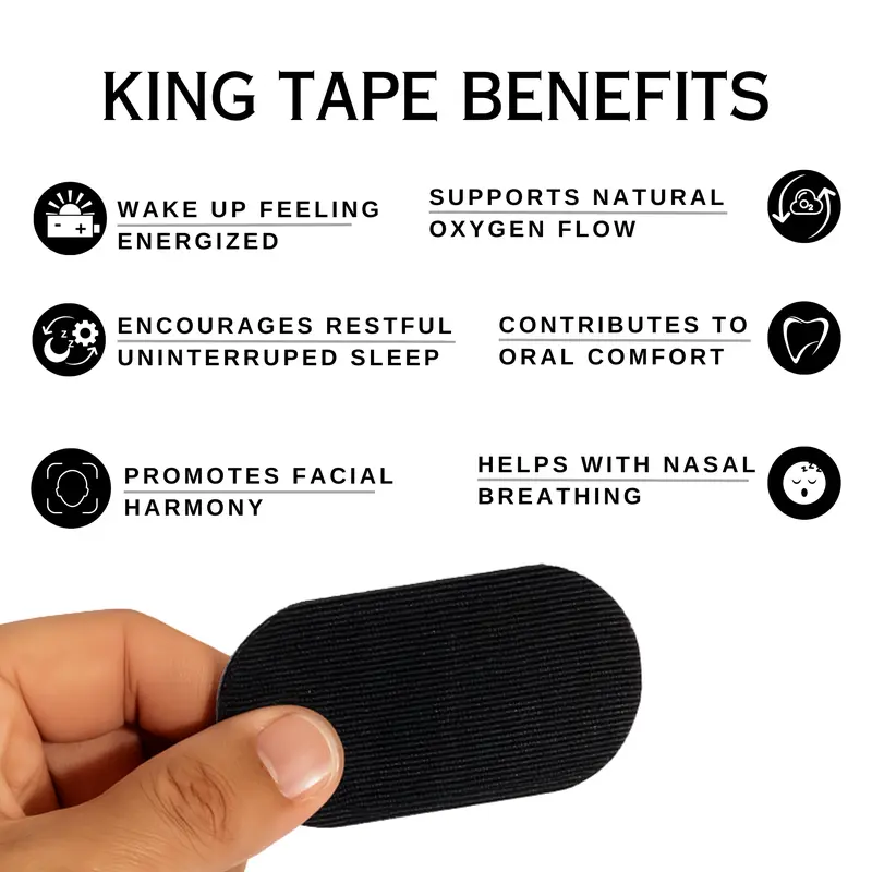 King Mouth Tape - one month supply mouth tape for sleep, 30 Pack, black, gentle adhesion, for sleep Snoring Nose Breathing, Sleep Like a King 1