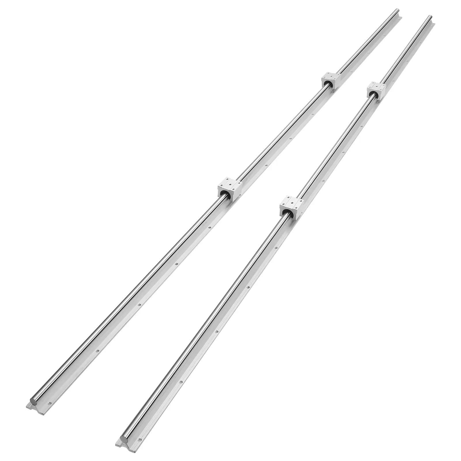VEVOR Heavy Duty Carbon Steel Industrial Linear Motion Guide Kit - SBR20 1800mm (70.9 in) Rails + Blocks, 2 Rails, 4 SBR20UU Ball Bearing Blocks, Low Friction, High Accuracy for CNC Mills, 3D Printers