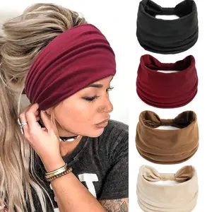 Women's Vintage Wide Headbands Set of 4, High-Quality Fabric, Non-Slip, Moisture-Wicking, Ideal for Outdoor Sports and Daily Wear, Sweat Wicking Headband, Workout Headband, Elastic Headbands, Sweat Absorbing Headband