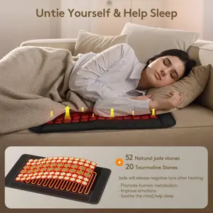 Far Infared Heating Pad for Back, 23.5"×16" Jade Stone Heating Pad with Auto Shut Off
