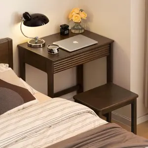 YESWOOD Solid Wood Desk, Walnut Finish Small Writing Desk, Home Office Desk, Computer Desk with 2 Drawers for Small Spaces Study Room Office Bedroom Work