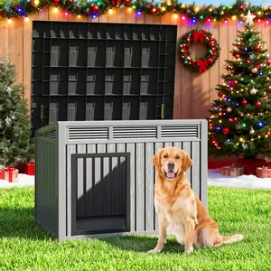 Flat-Top Pet House with Entrance, Weather-Resistant Indoor & Outdoor Dog and Cat Shelter, Simple Design with Secure Door for Small to Medium Pets-Christmas Gifts.