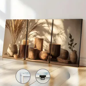 3-piece framed canvas poster set, ready to hang and use, modern style potted plant art landscape, home decoration, wall art, room decoration, holiday gift, wall painting for living room, bedroom, dining room, office