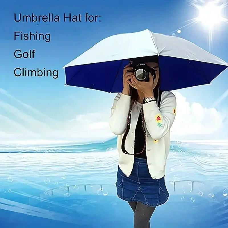 Lightweight Hat Umbrella for Fishing, Golf, Camping, Beach, Gardening, Adjustable and Practical, Elastic Design, Outdoor Activities, Outside Umbrella