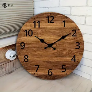 1pc Silent Wooden Wall Clock, Natural Grain Texture - Non-Percussion, Round Design, Suitable for Living Room, Bedroom, Kitchen, Entrance, Office (Batteries Not Included), Clock Wall