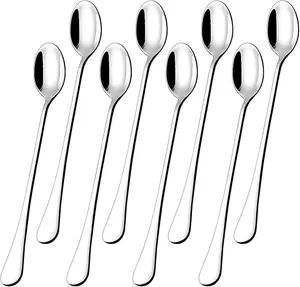 8 PCS Long Handle Spoons, 7.68 Inch Stainless Steel Ice Cream Spoons for Coffee Tea Stirring,Shakes, Dessert