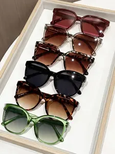 6 Pairs Trendy Multicolor PC Frame Square Sunglasses Set, Fashion Accessory, Uv400 Protection, Ideal for Streetwear, Camping, Travel, Gift