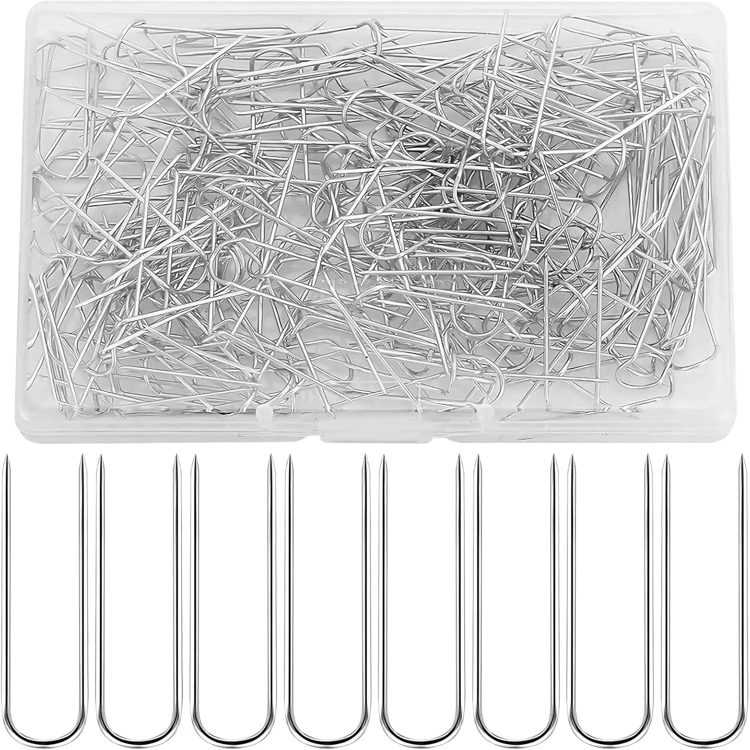 100 count U Shaped Fork Pins,Pins for Crafts,Sewing Pin,Stainless Steel Double Blocking Pin for Quilting,Sewing, Display Shadow Box Crafts,Multipurpose Straight U Pin