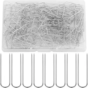 100 count U Shaped Fork Pins,Pins for Crafts,Sewing Pin,Stainless Steel Double Blocking Pin for Quilting,Sewing, Display Shadow Box Crafts,Multipurpose Straight U Pin
